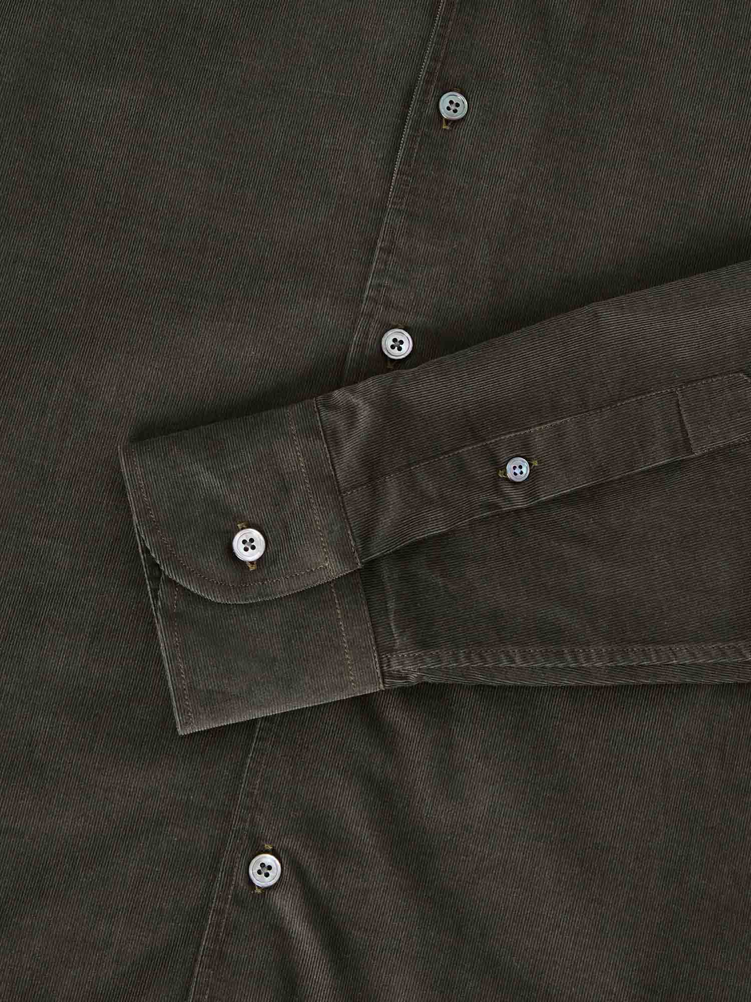 Robert Talbott Morgan Corduroy Camicia Velluto Oliva Cotone