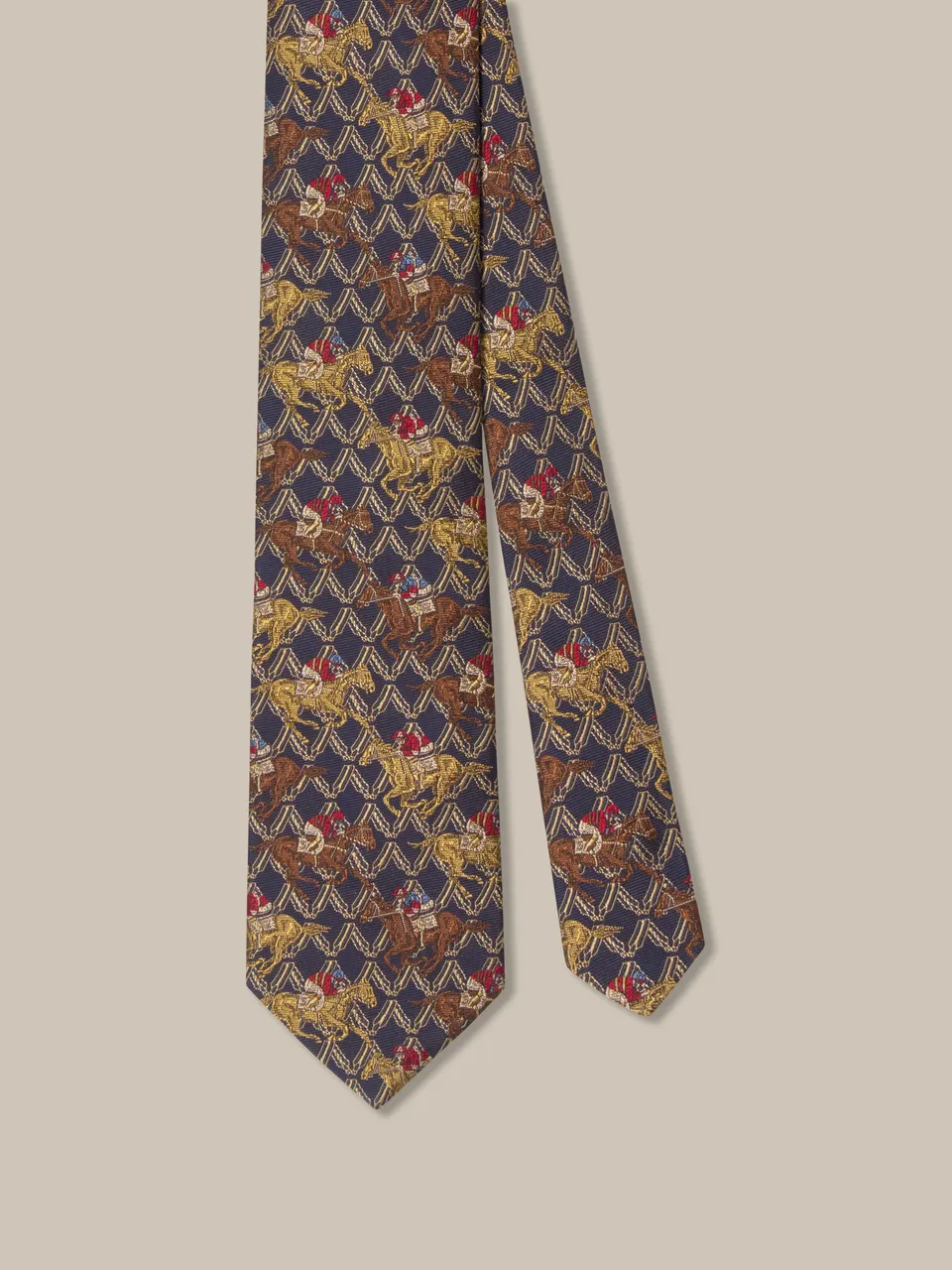 Robert Talbott Heritage Horse Racing cravatta blu multi REG