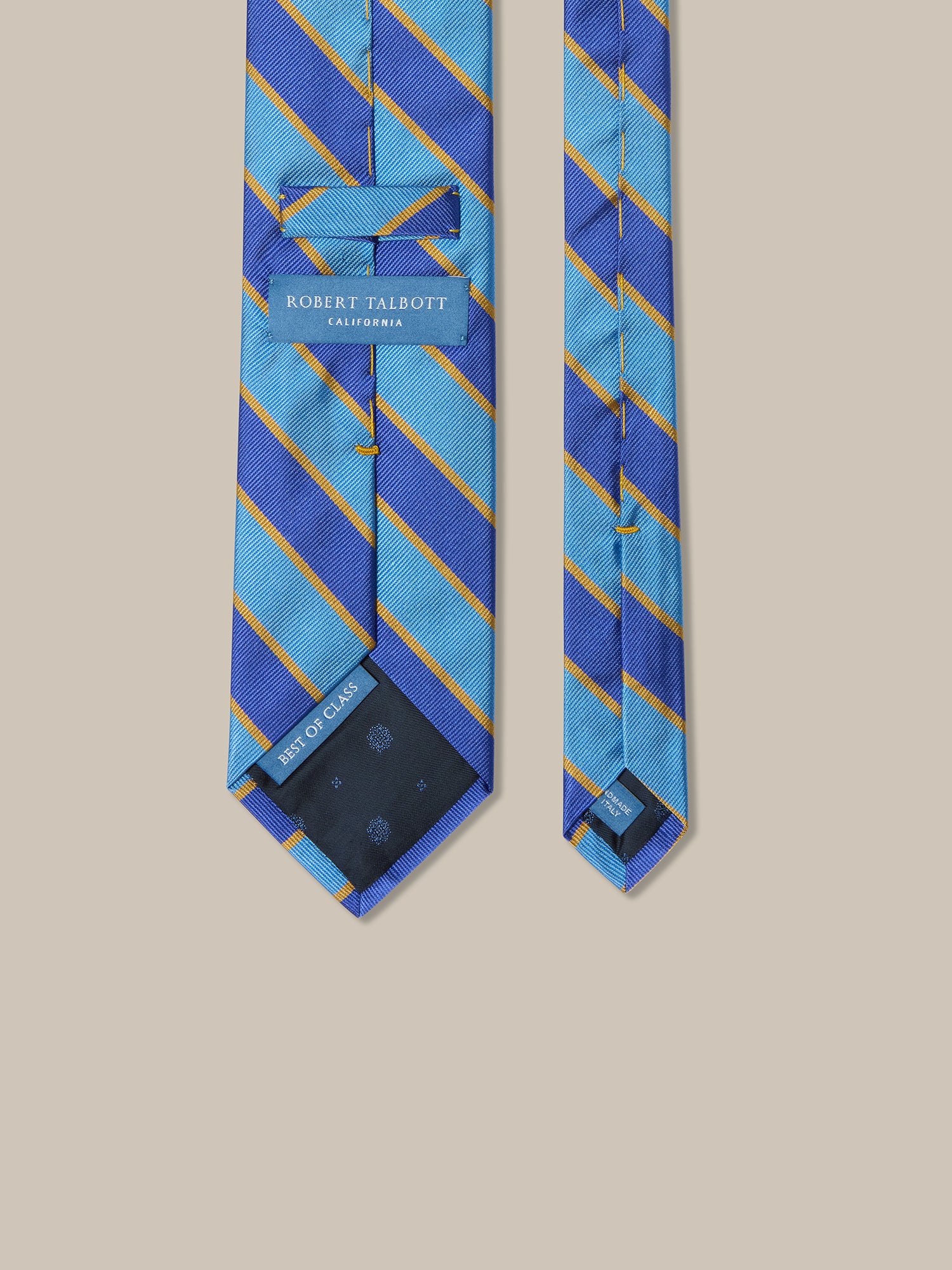 Robert Talbott Robert Cricket Stripe cravatta seta blu multi
