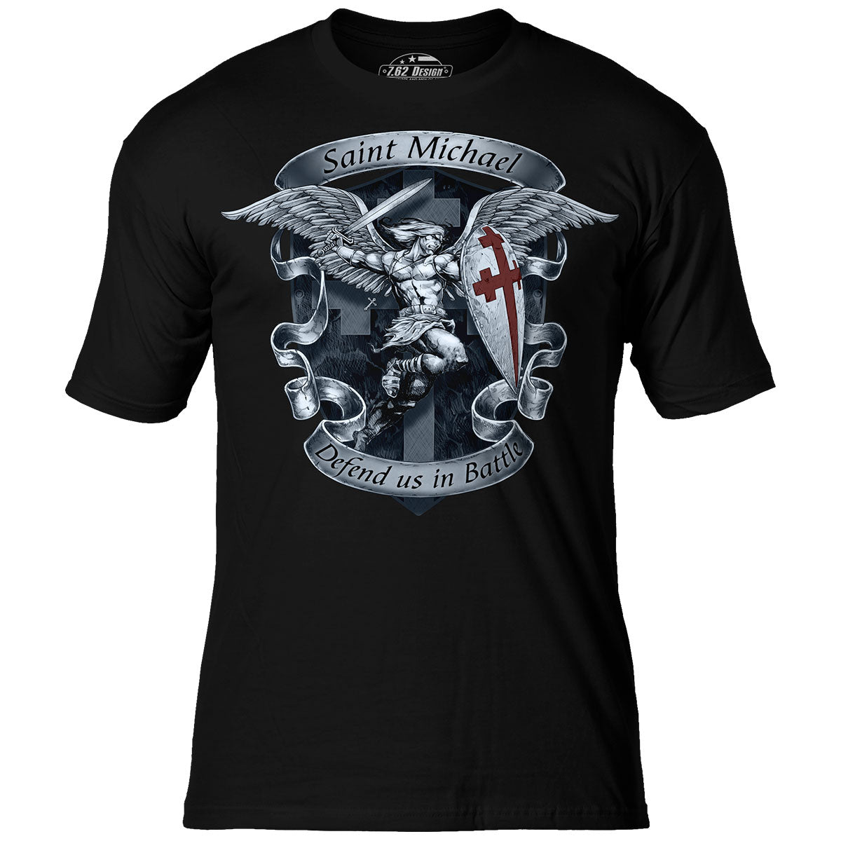 7.62 Design St Michael Defend Us t-shirt nera cotone
