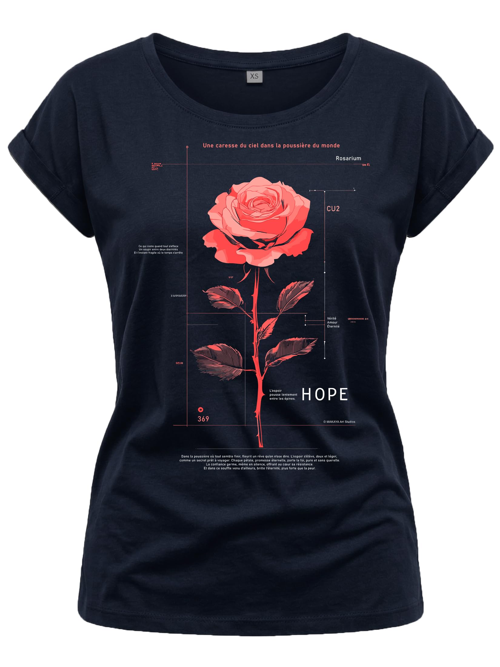 MAKAYA T-Shirt Donna Rose Rosa maglietta cotone taglia L