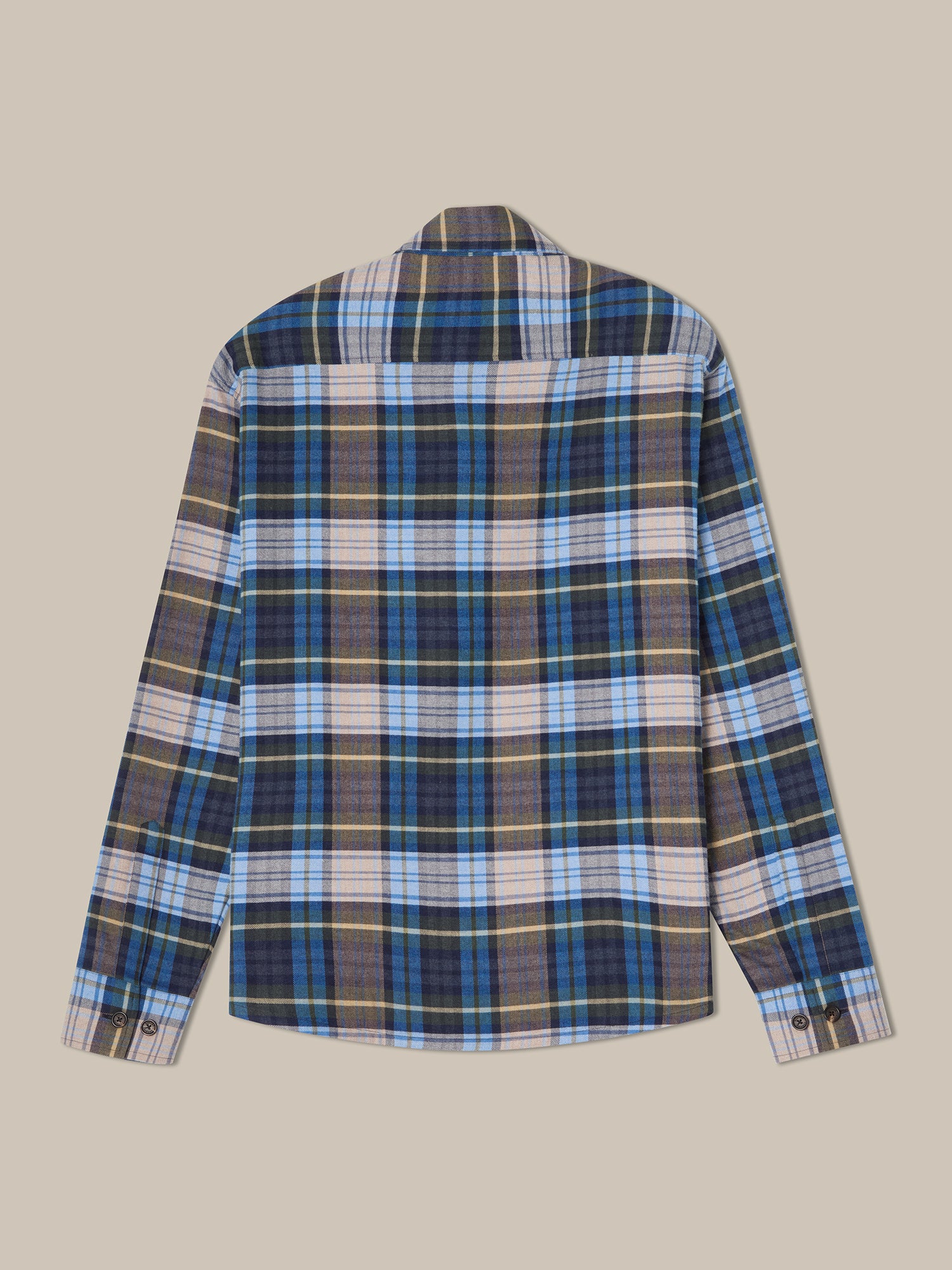 Robert Talbott Bradley Luxe Flannel camicia scozzese blu M