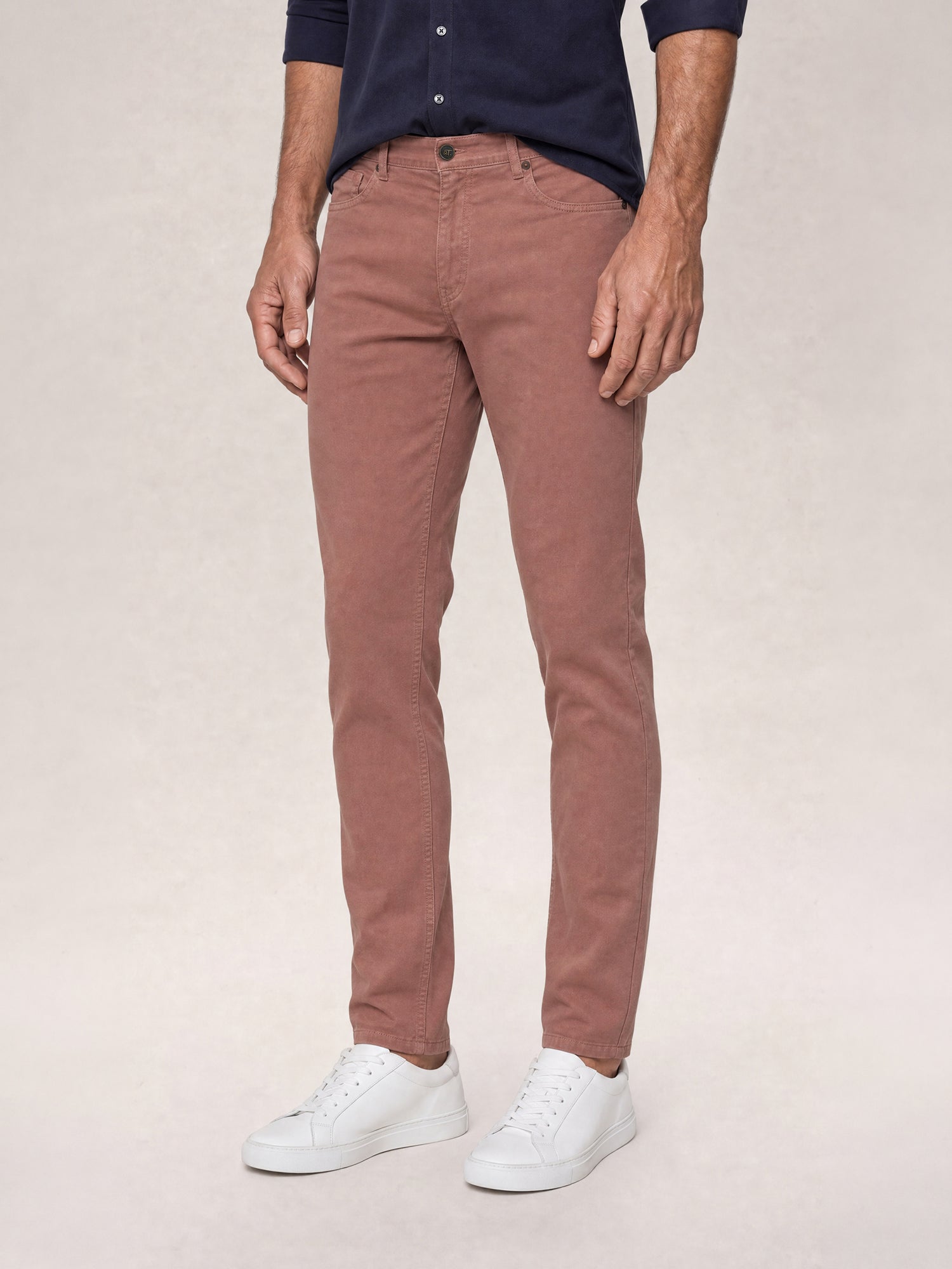 Robert Talbott Fernando Pantaloni Lino Salmone 5 Tasche Slim