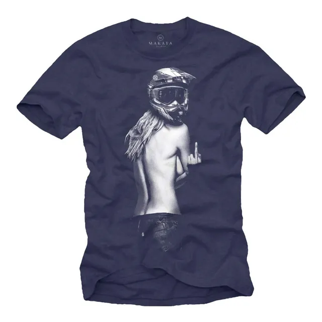 MAKAYA T-Shirt Uomo Casco Motocross Maglietta XL Cotone