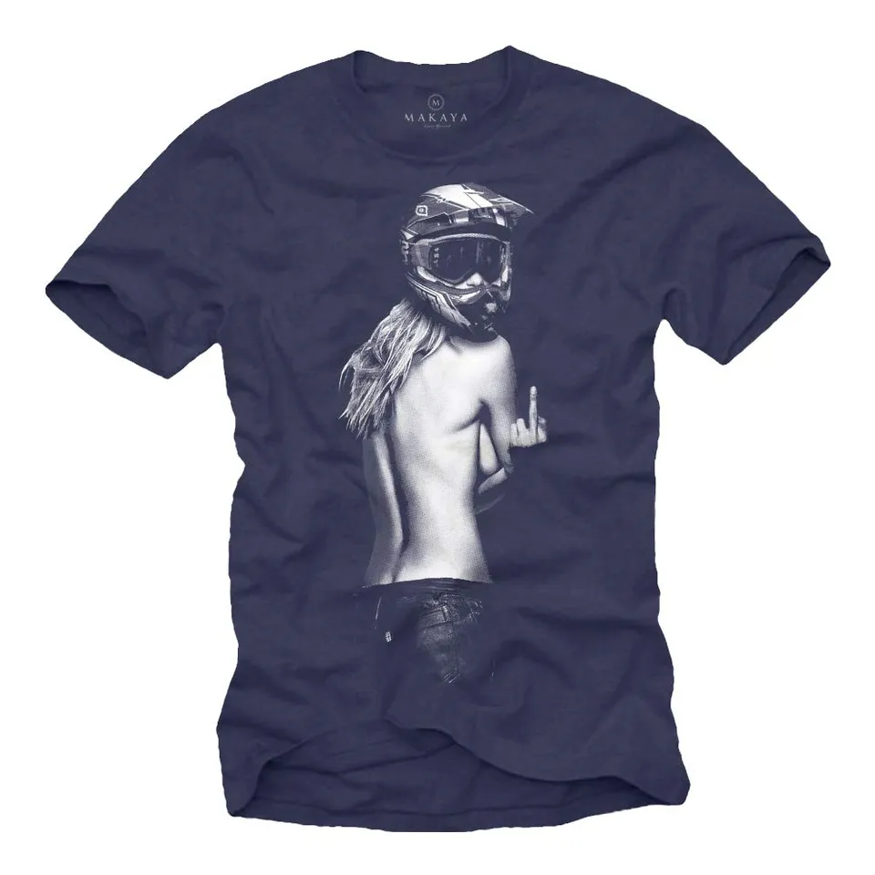 MAKAYA T-Shirt Uomo Casco Motocross Maglietta XL Cotone