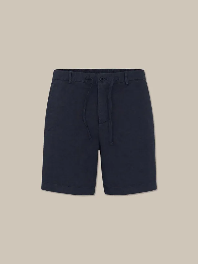 Robert Talbott Stewart shorts lino blu navy con coulisse