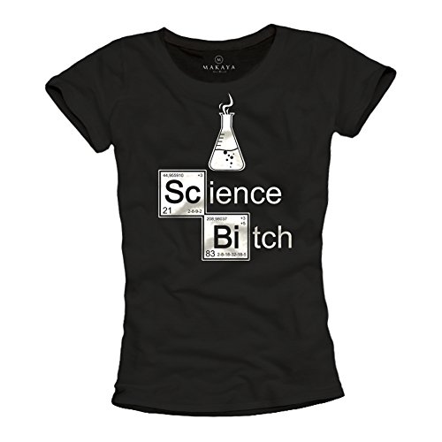 MAKAYA T-Shirt Donna Science Bitch maglietta nera L
