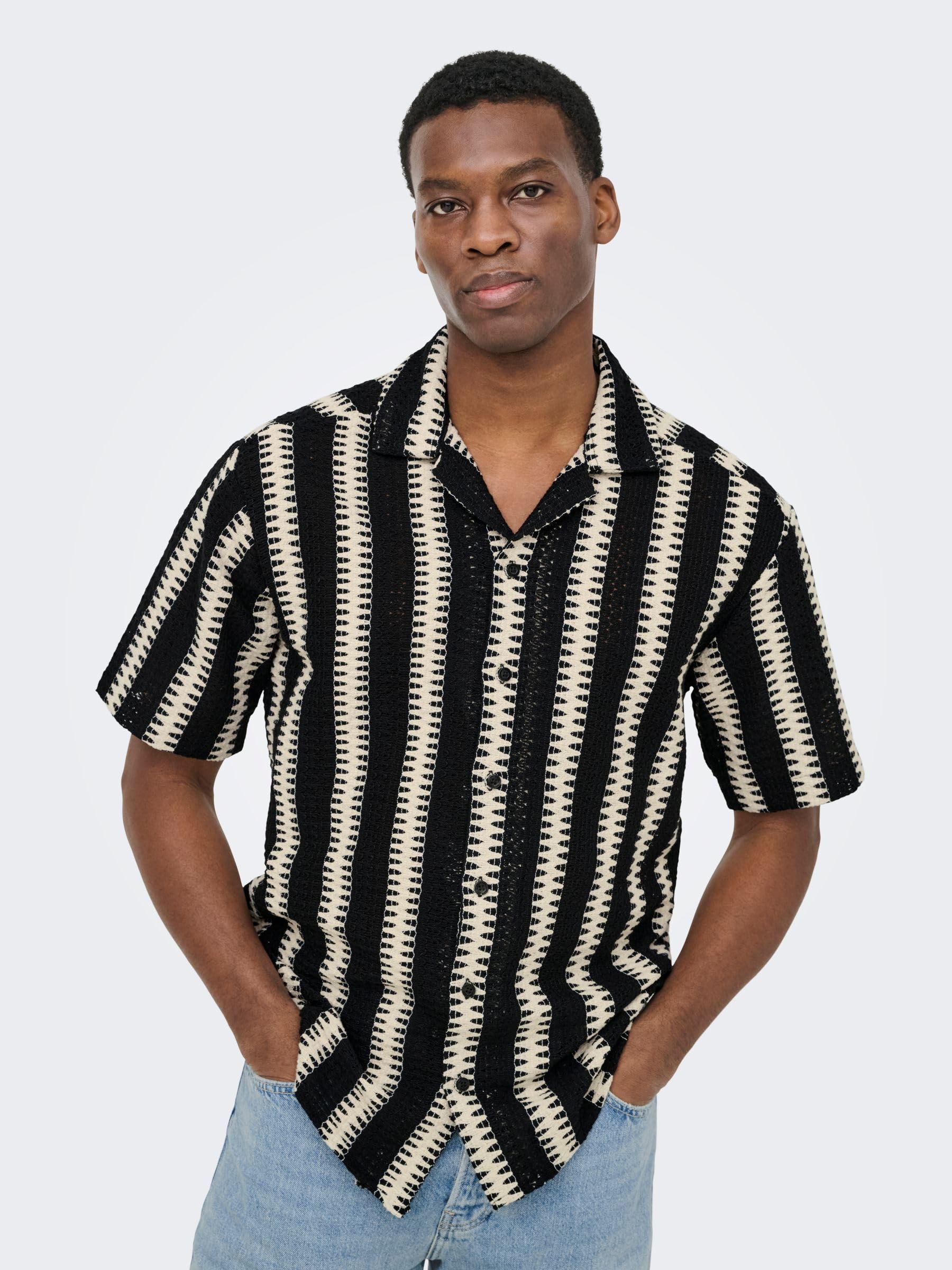 Only & Sons Onsdani Crochet Camicia Uomo XS Nero