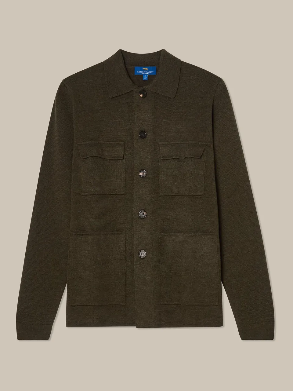 Robert Talbott Landon giacca maglia verde lana merino