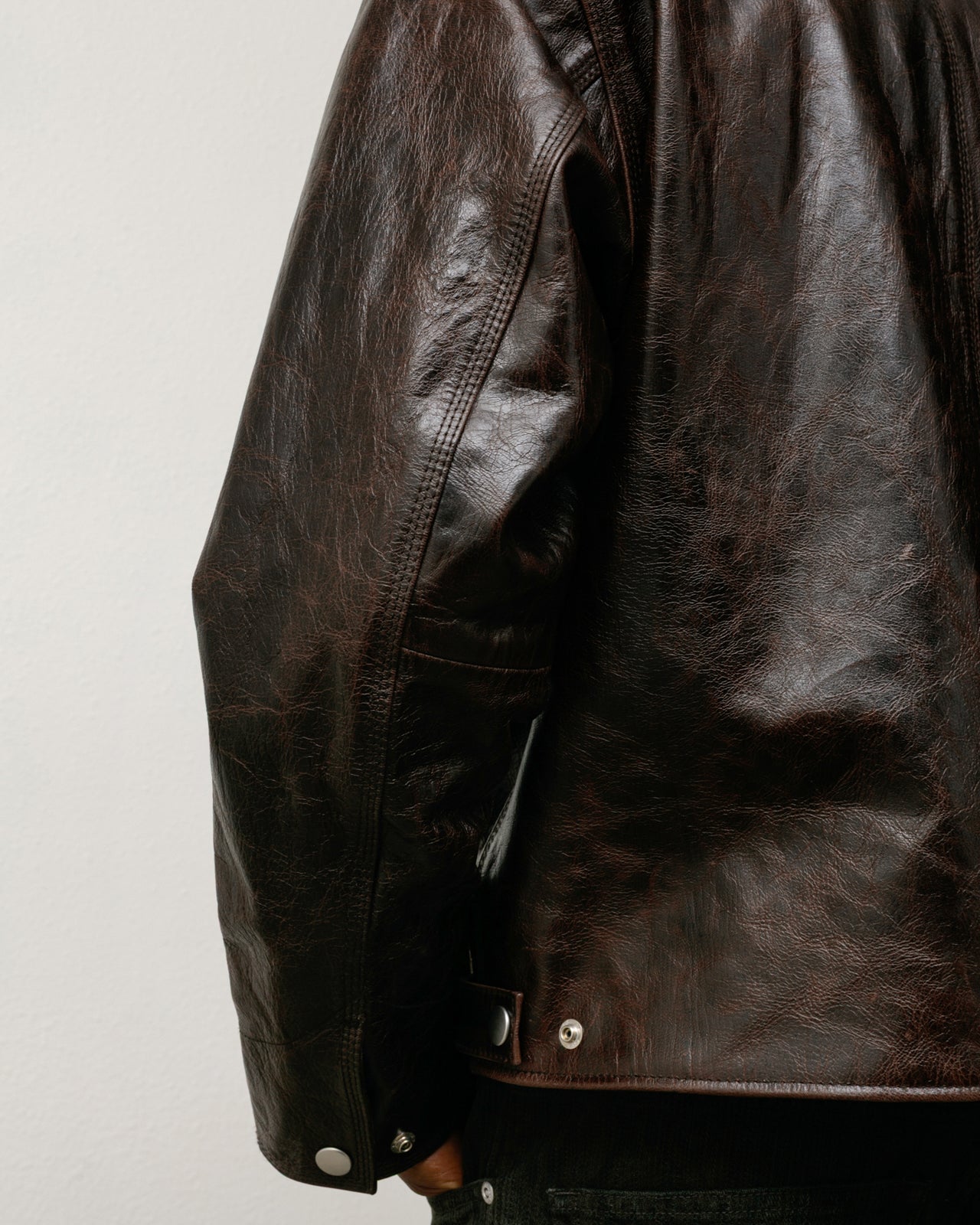 Stussy Garage Jacket Leather Giacca Pelle Marrone Boxy Fit