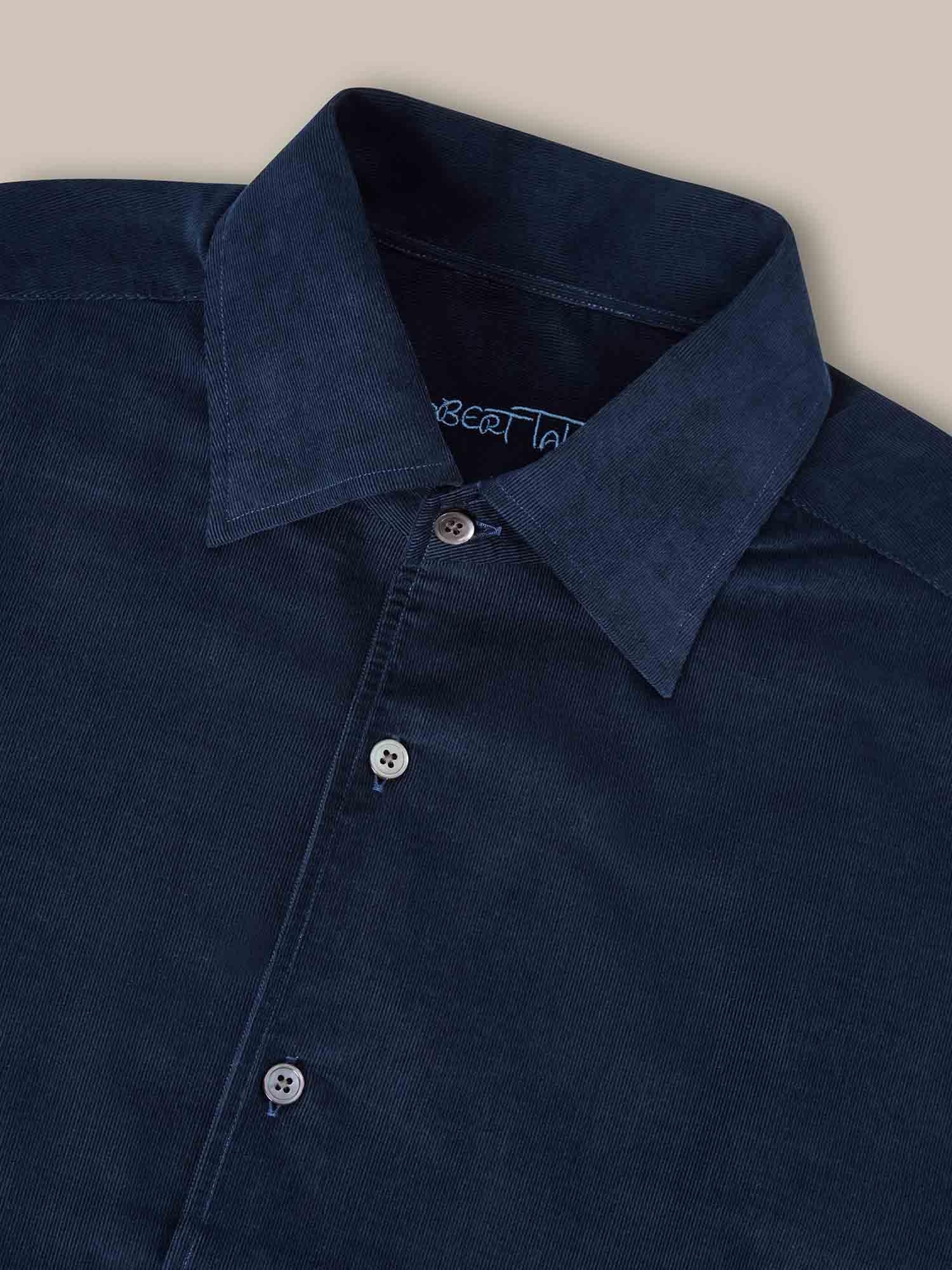 Robert Talbott Morgan Camicia Velluto Cotone Blu Navy