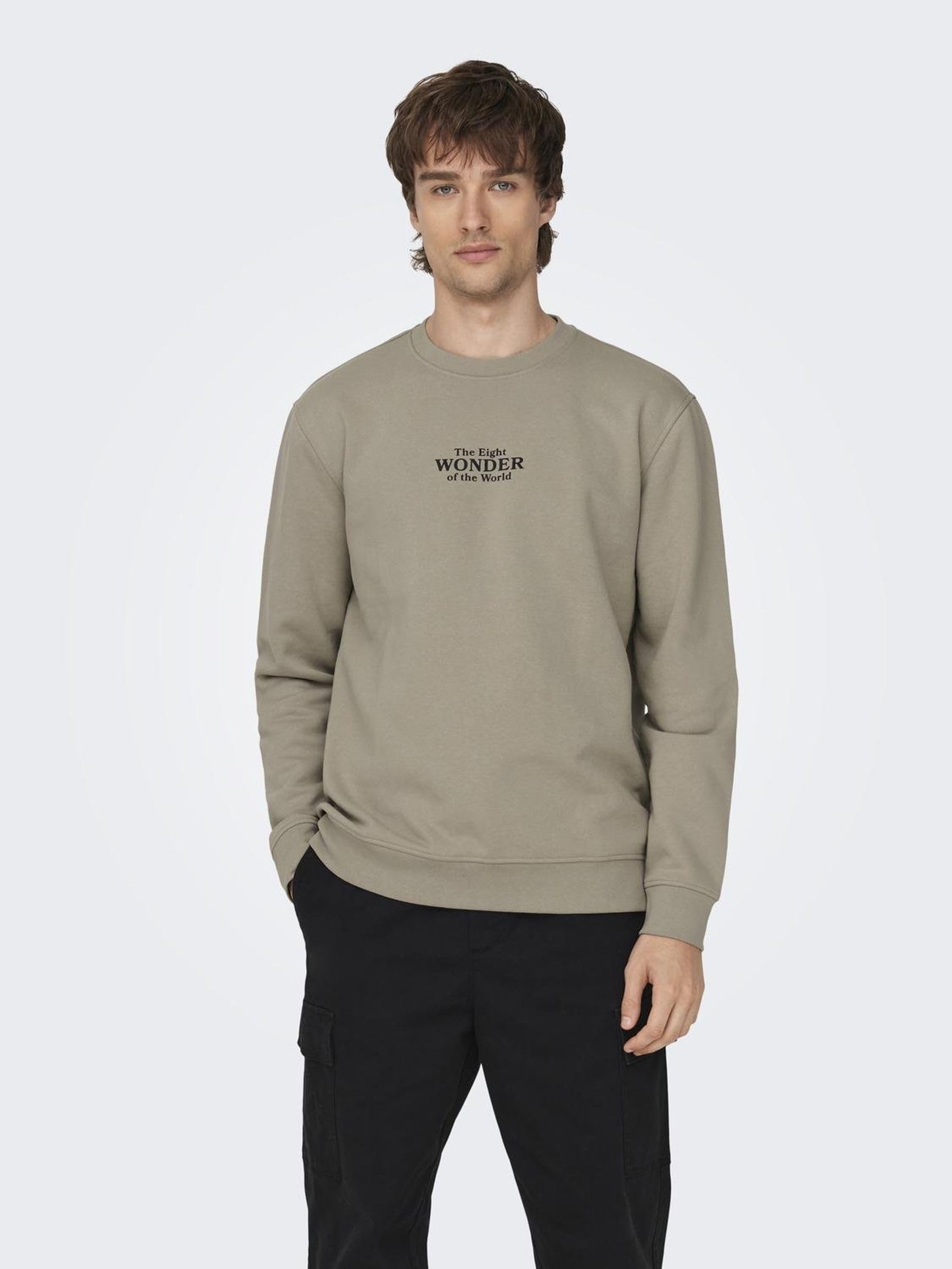 ONLY & SONS Onscelebrity felpa uomo khaki girocollo