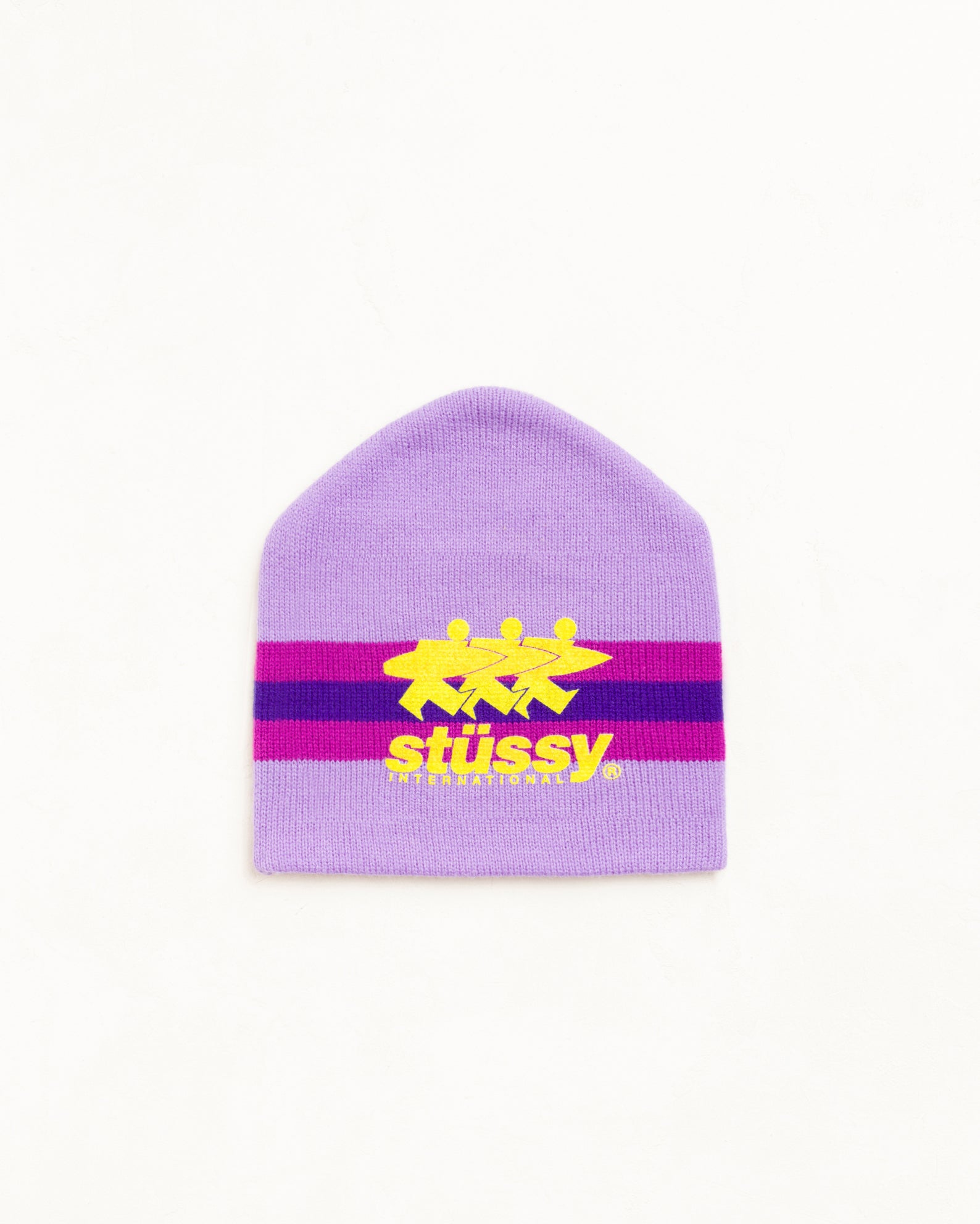 Stussy Stripe Ski Beanie cappello viola jacquard acrilico