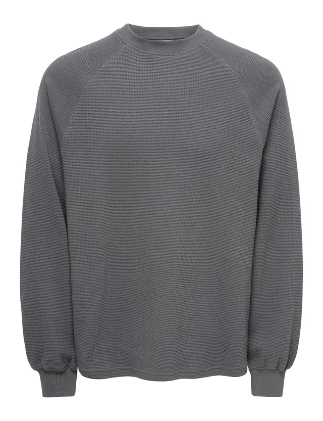 ONLY & SONS Onsverratti Felpa Uomo M Girocollo Waffle Relaxed