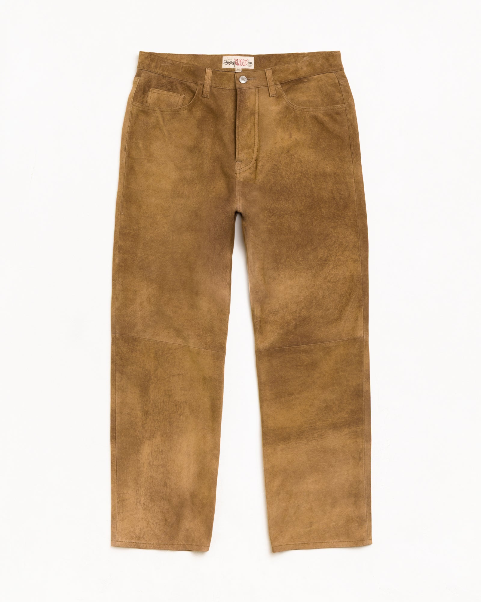 Stussy New Classic Pant Suede pantaloni tan pelle scamosciata