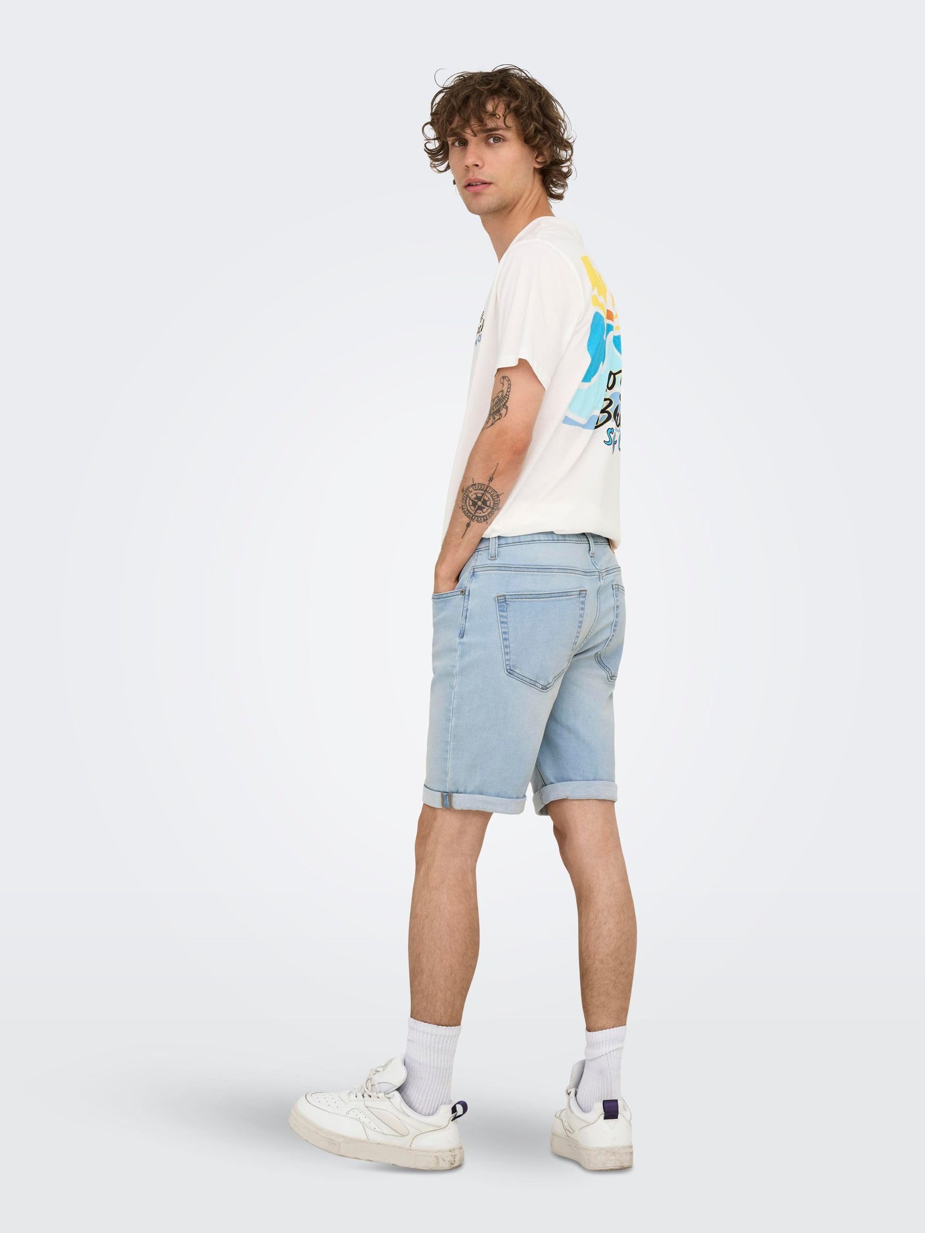 Only & Sons Onsply Regular Shorts Jeans Uomo S Blu