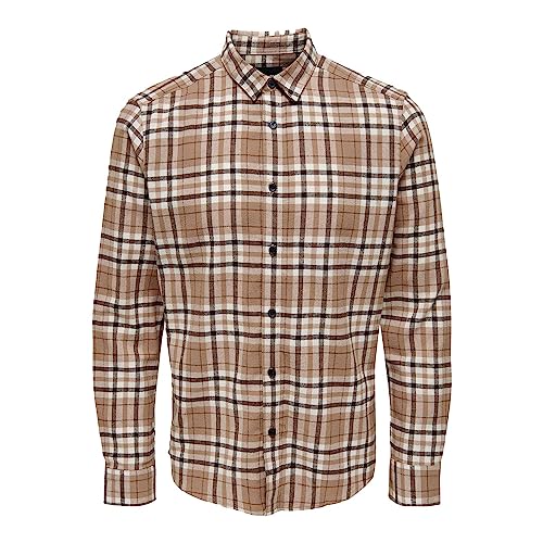 ONLY & SONS Atir Camicia Quadri Uomo S Burro Slim