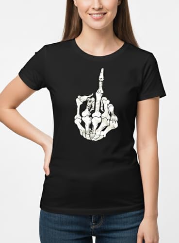 MAKAYA Teschio Rock T-Shirt Donna Cotone Taglia L Musica