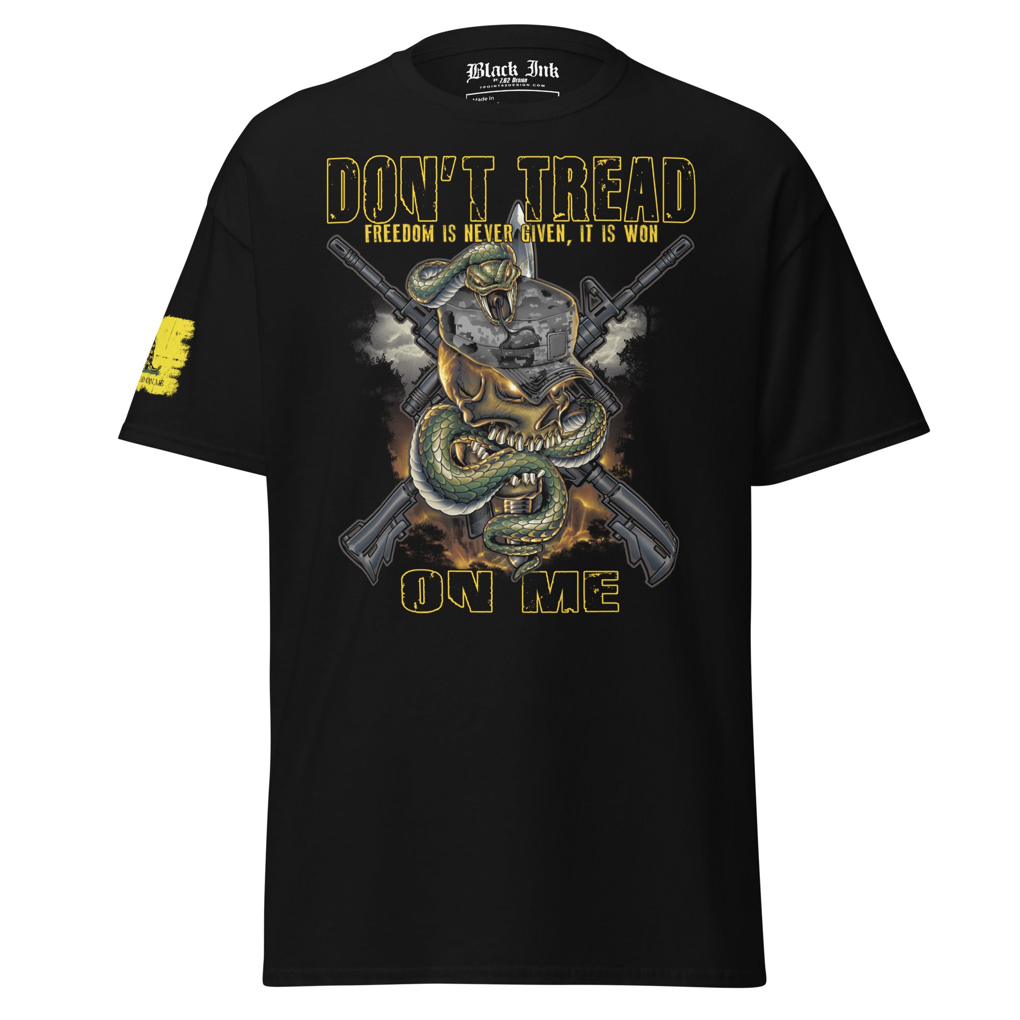 Don't Tread On Me maglietta cotone nera teschio uomo