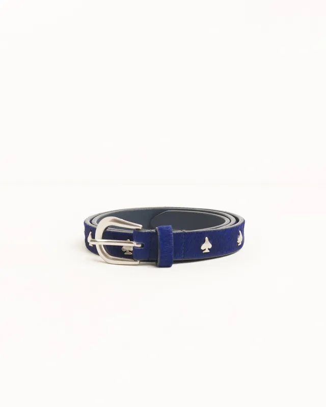 Stussy Spade Emblem cintura pelle navy fibbia argento