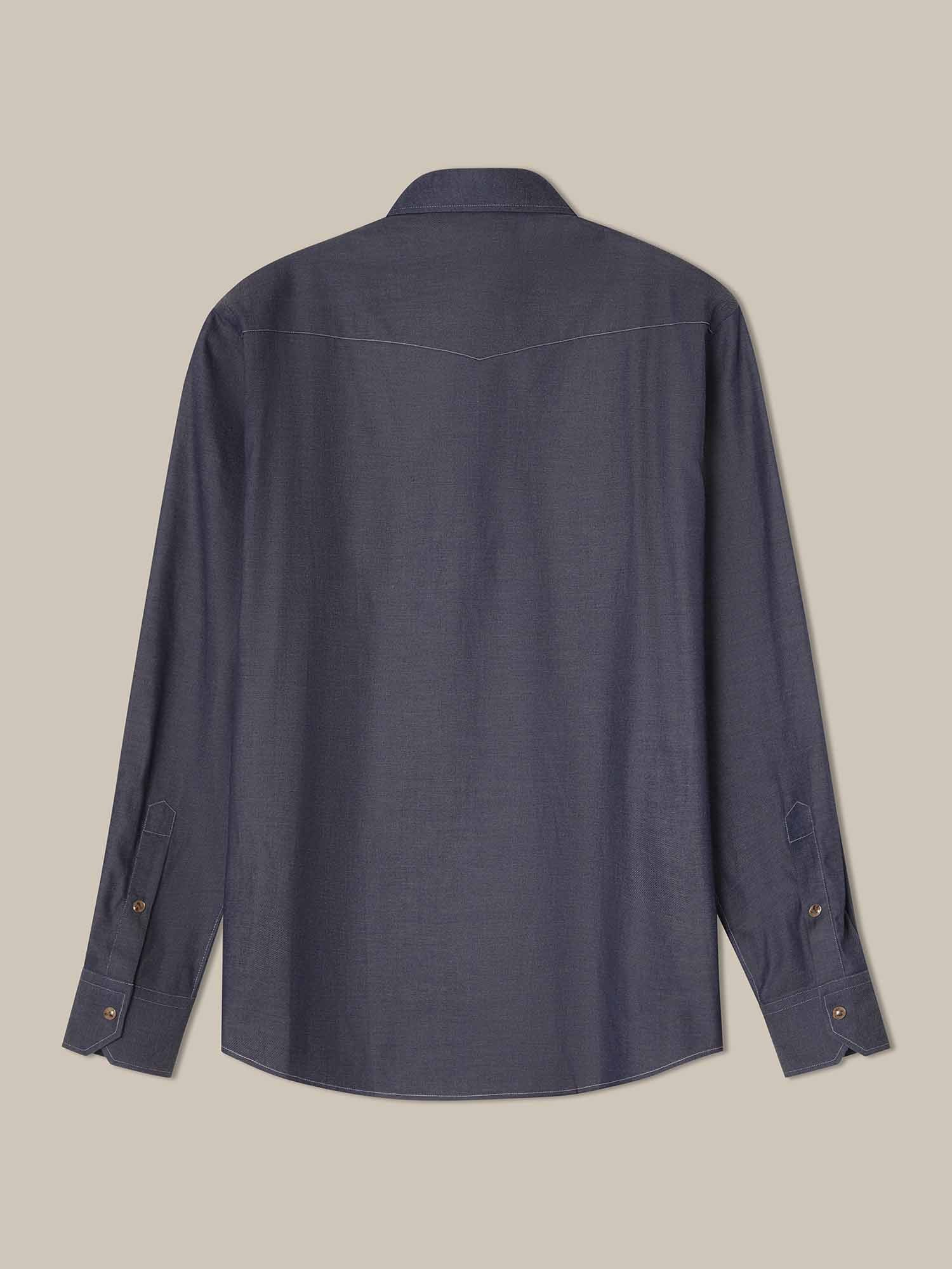 Robert Talbott McQueen camicia western denim cashmere blu