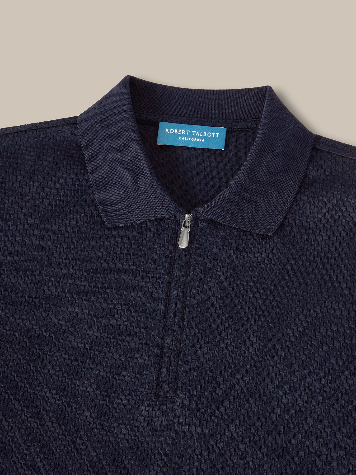 Robert Talbott Weston polo zip uomo blu navy cotone