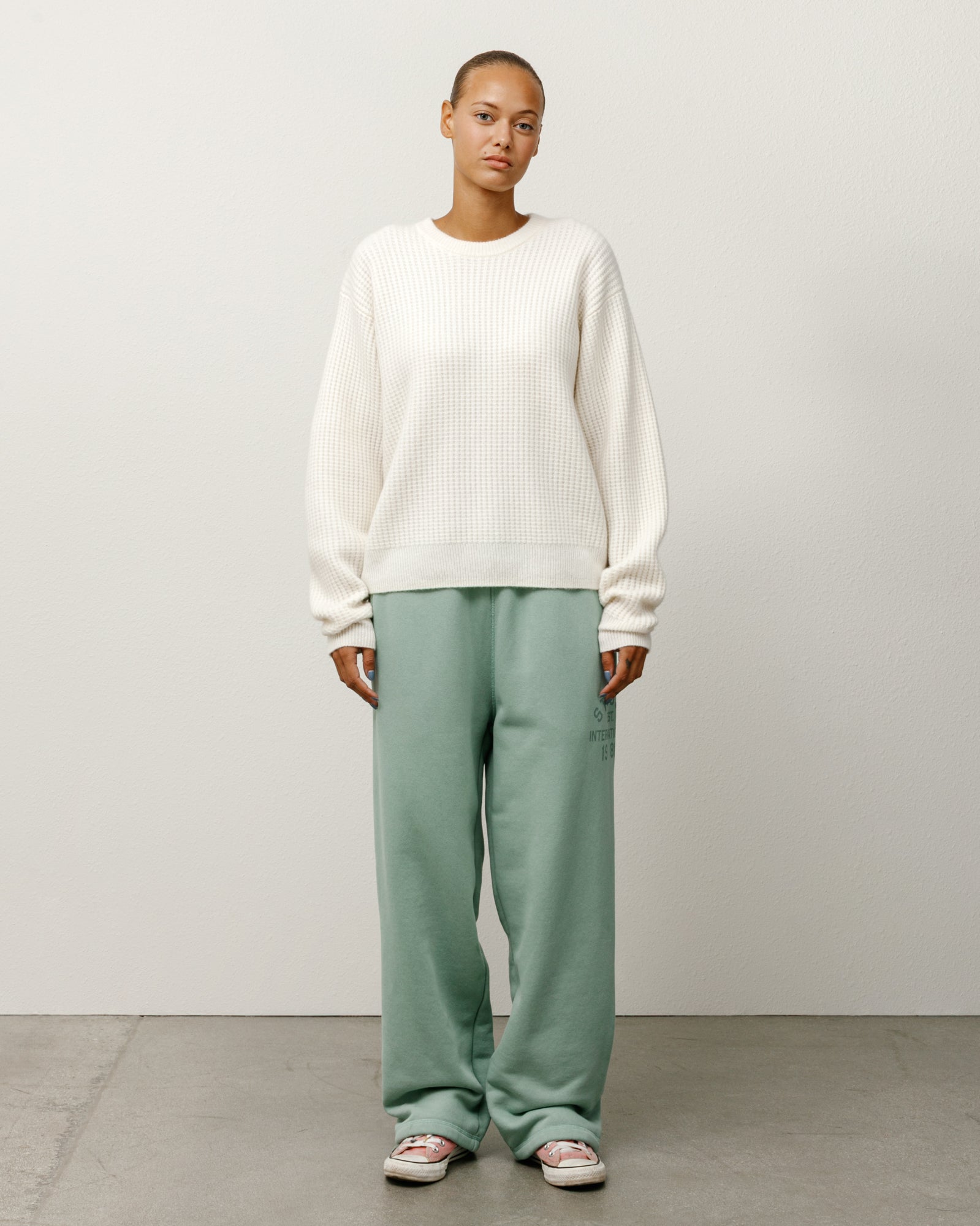 Stussy Waffle Cashmere Sweater Maglione Avorio