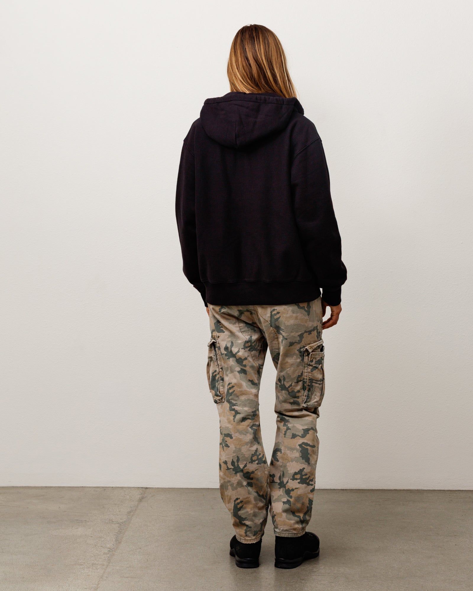 Stussy Fleece Zip Hoodie Felpa Nera 100% Cotone