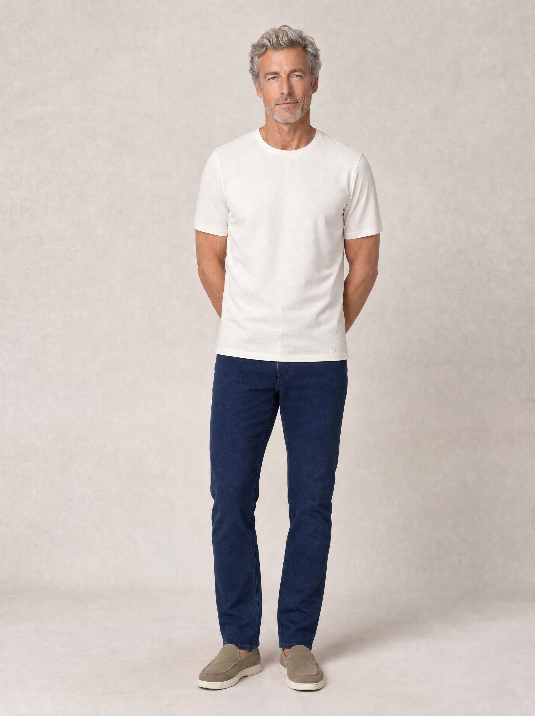 Robert Talbott Davis T-Shirt Lino Bianca Jacquard