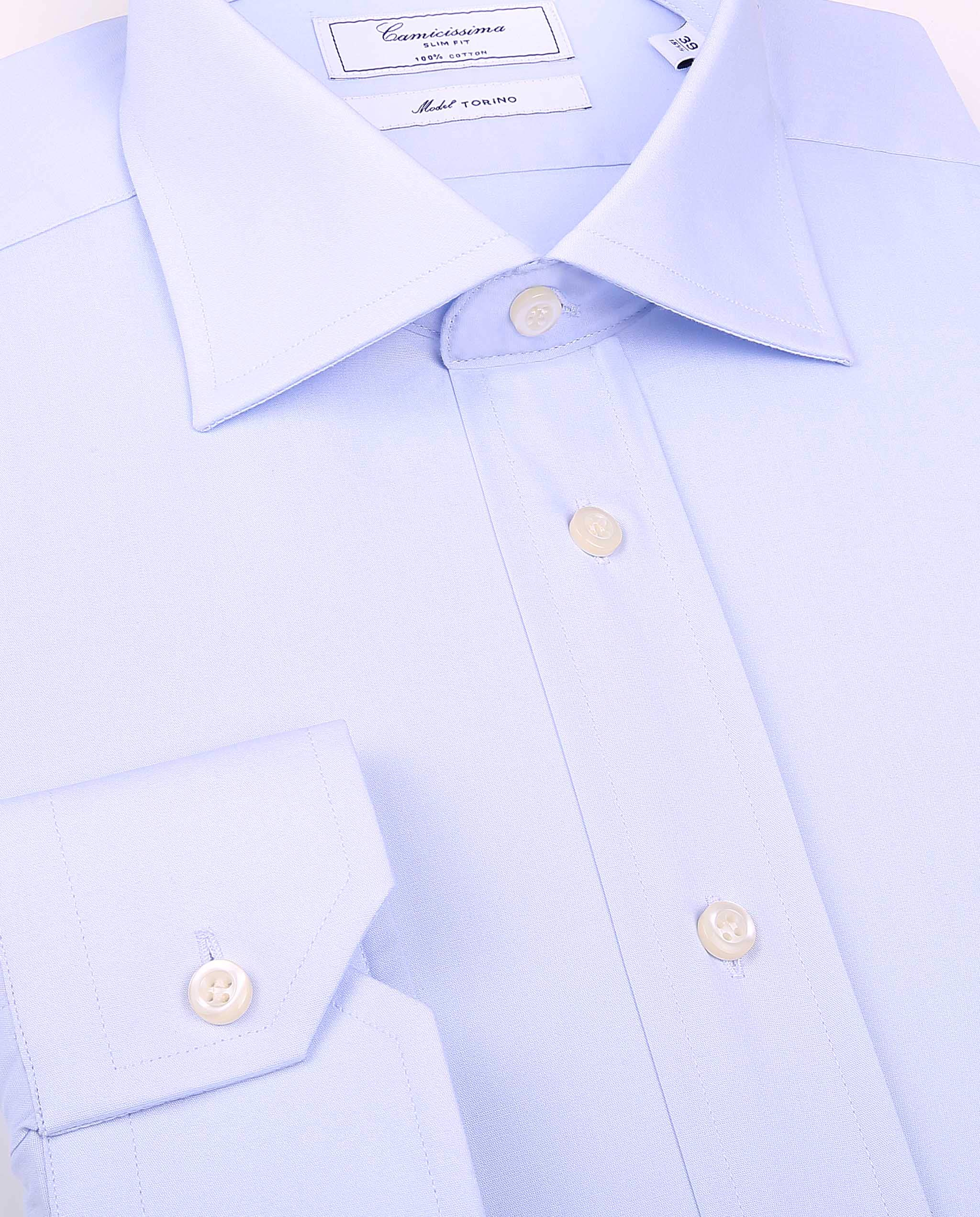 Camicissima Permanent Camicia Uomo Azzurra Slim Manica Lunga