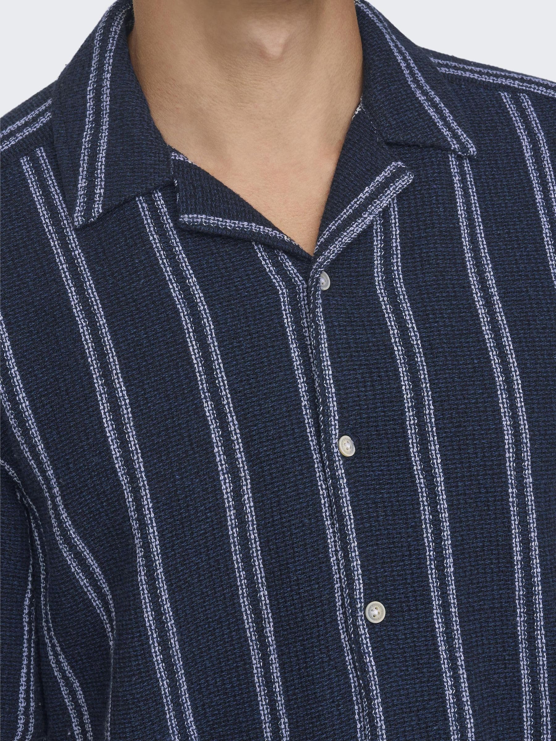 Only & Sons Onstrev Life Reg Struc Stripe SS Shirt camicia L