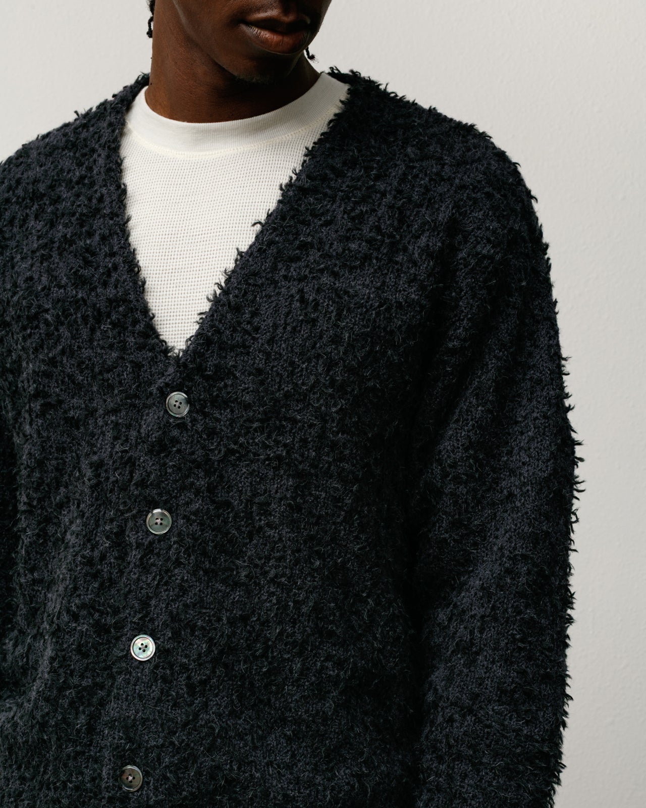 Stussy Textured Cardigan cardigan lana nero