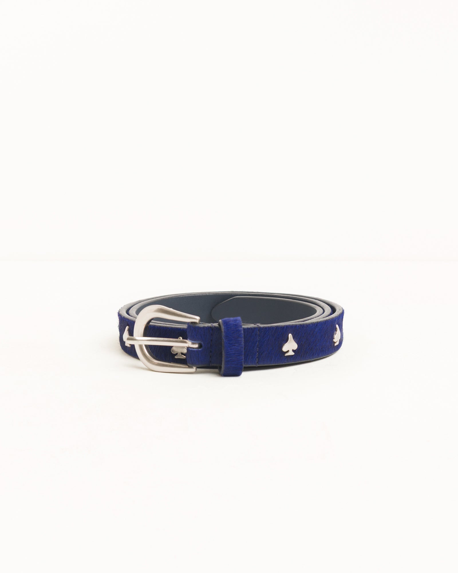 Stussy Spade Emblem cintura pelle navy fibbia argento