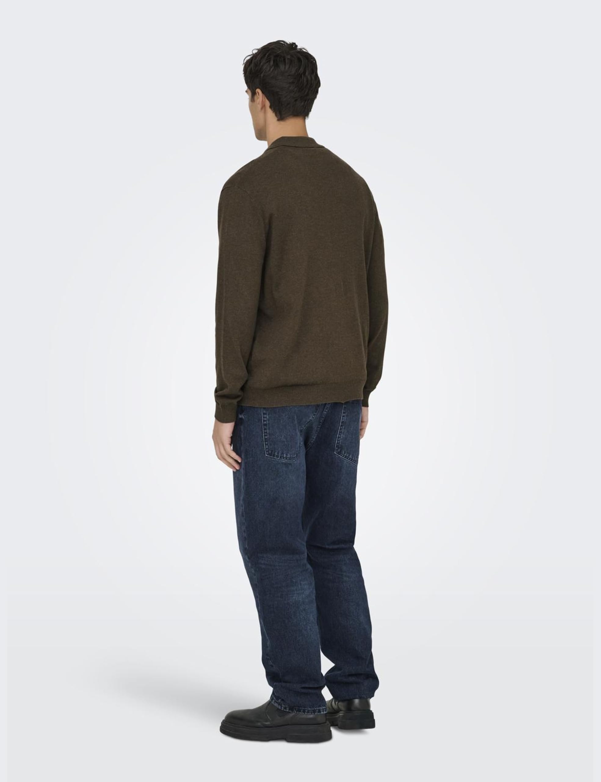 ONLY & SONS ONSLOUI Polo Maglia Lunga Caffè