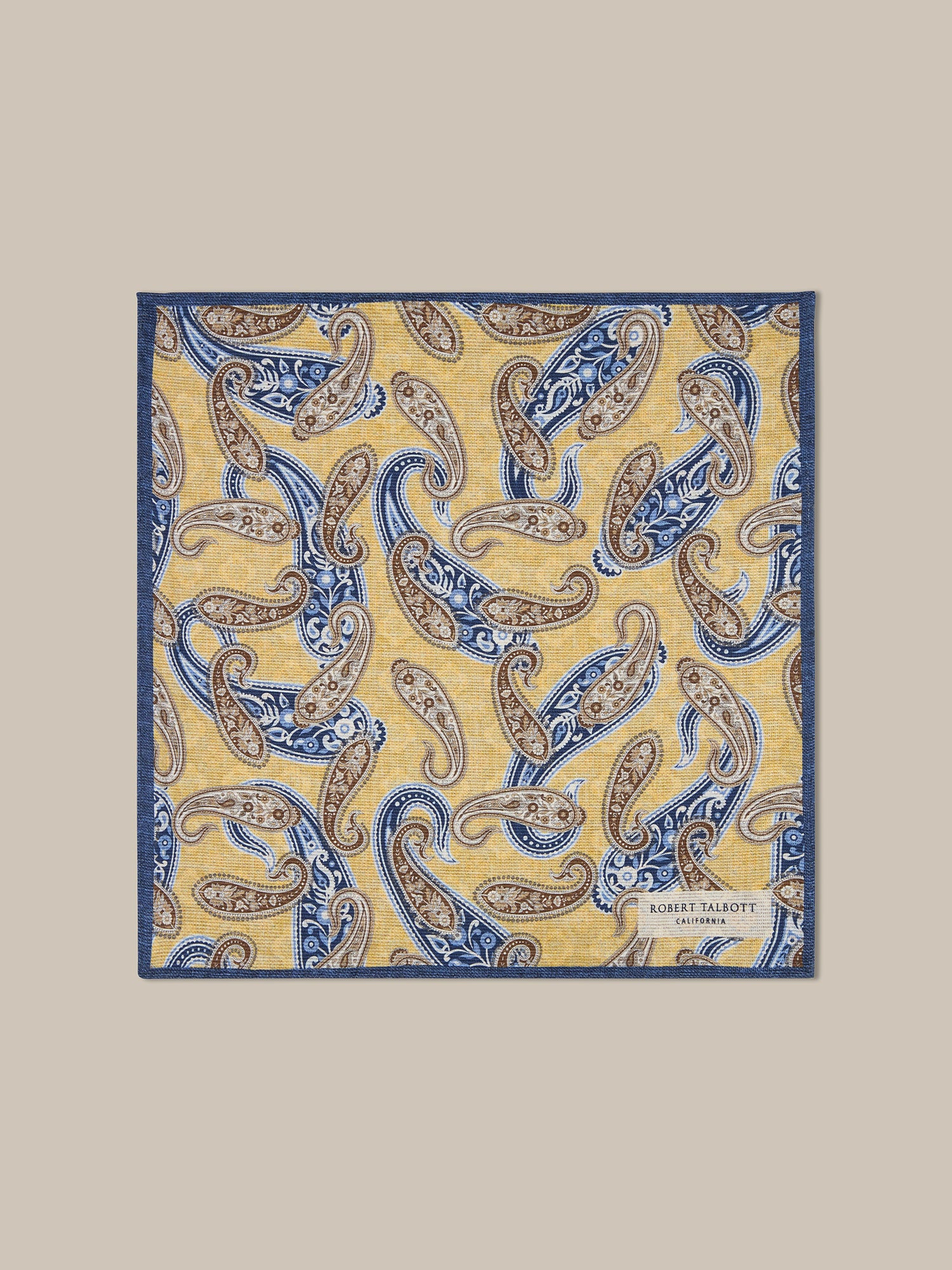 Robert Talbott Collins pochette seta gialla paisley