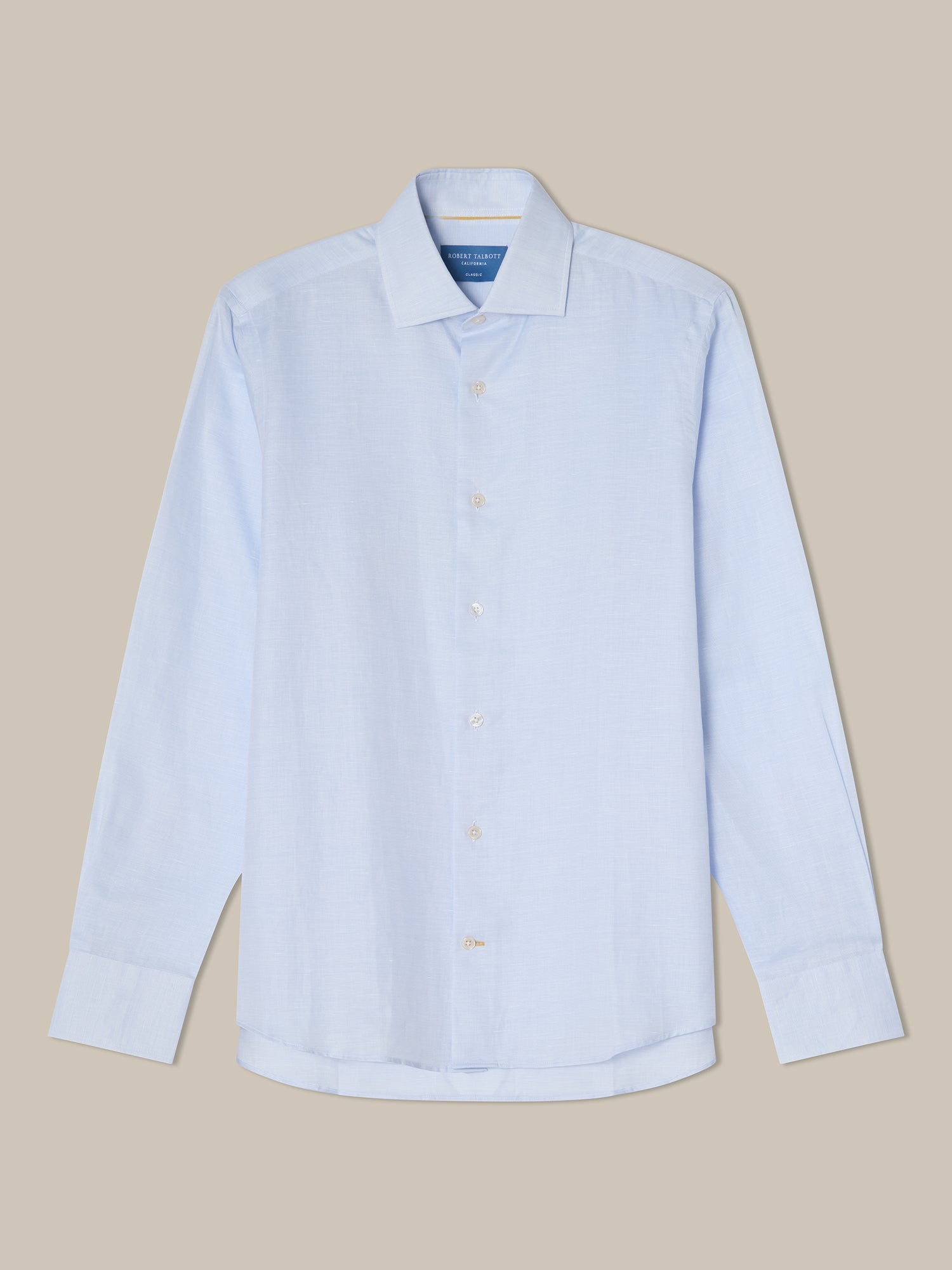 Robert Talbott Reynolds camicia lino cotone blu