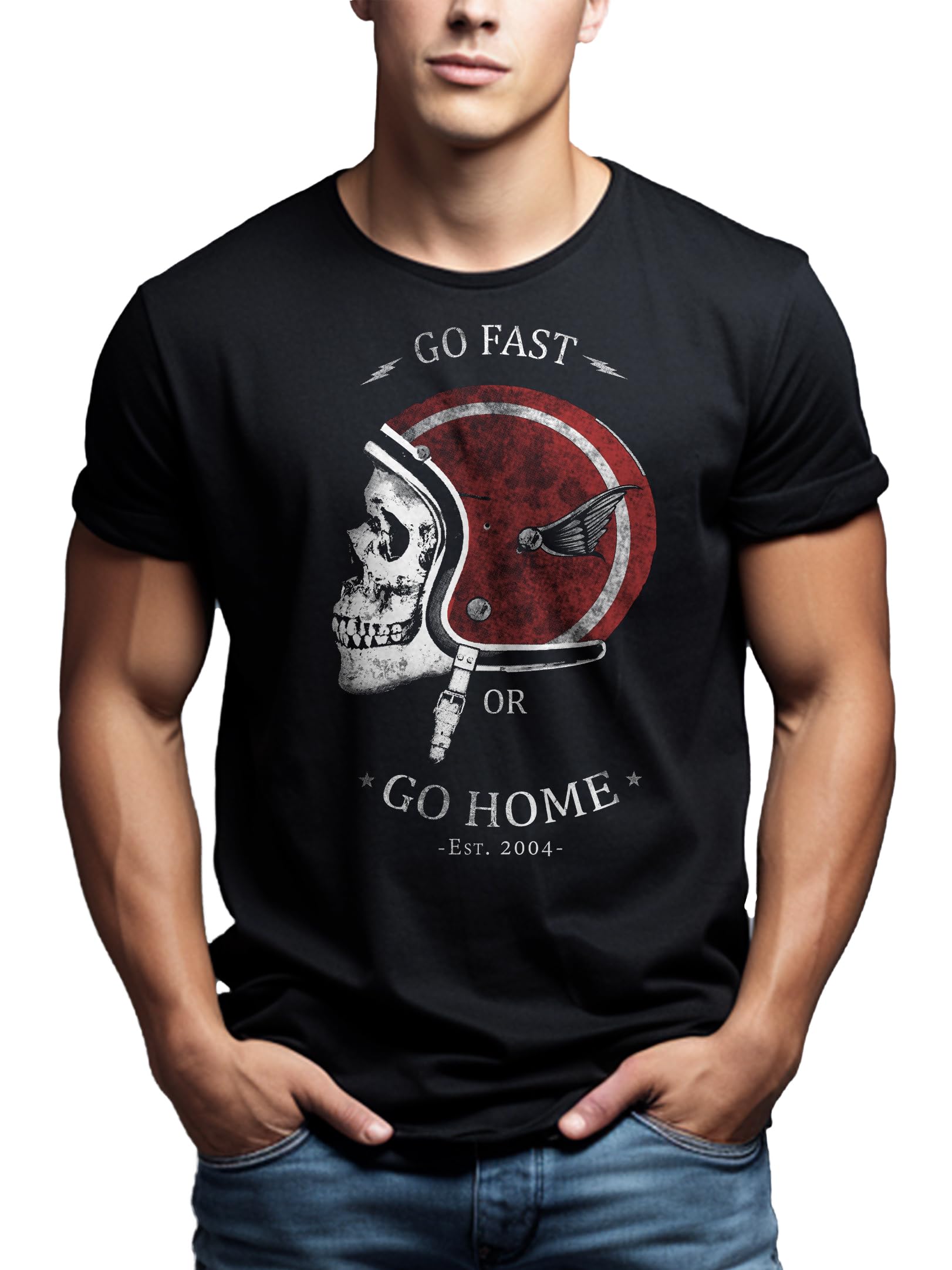 MAKAYA Go Fast OR Go Home T-Shirt Uomo Nero Cotone