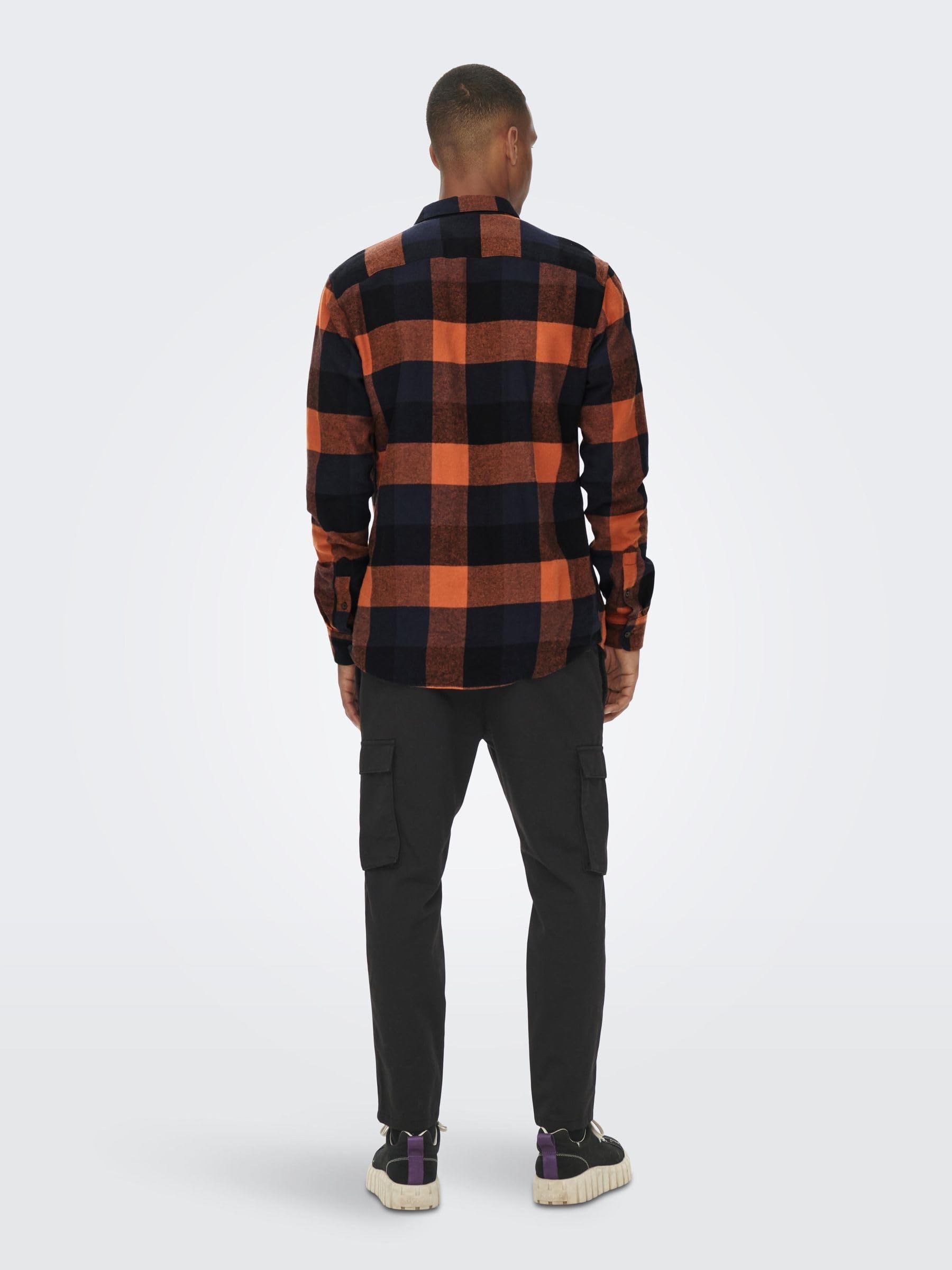 ONLY & SONS Camicia Uomo a Quadri Manica Lunga Cotone