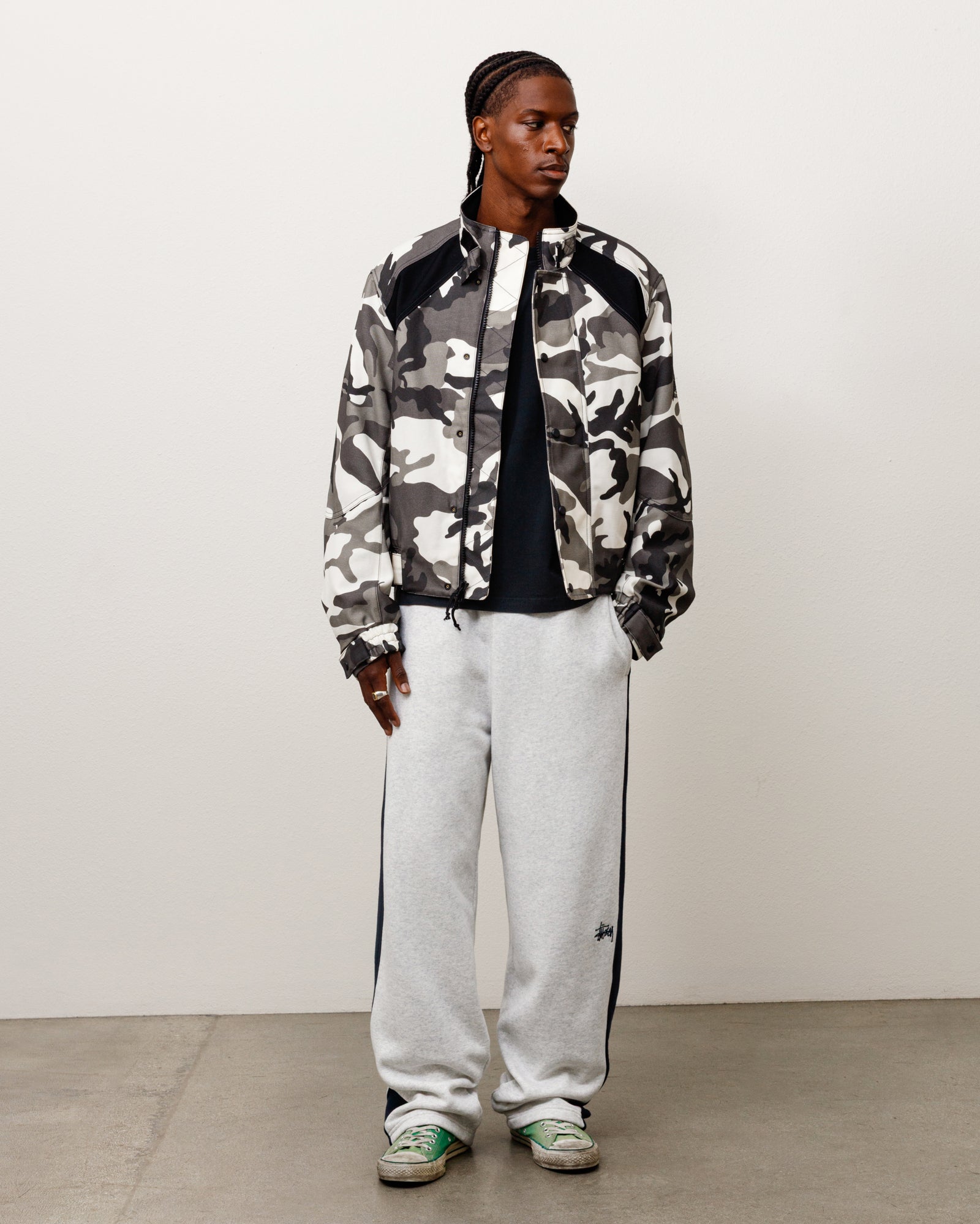 Stussy Pants pantalone tuta grigio Ash Heather pile cotone