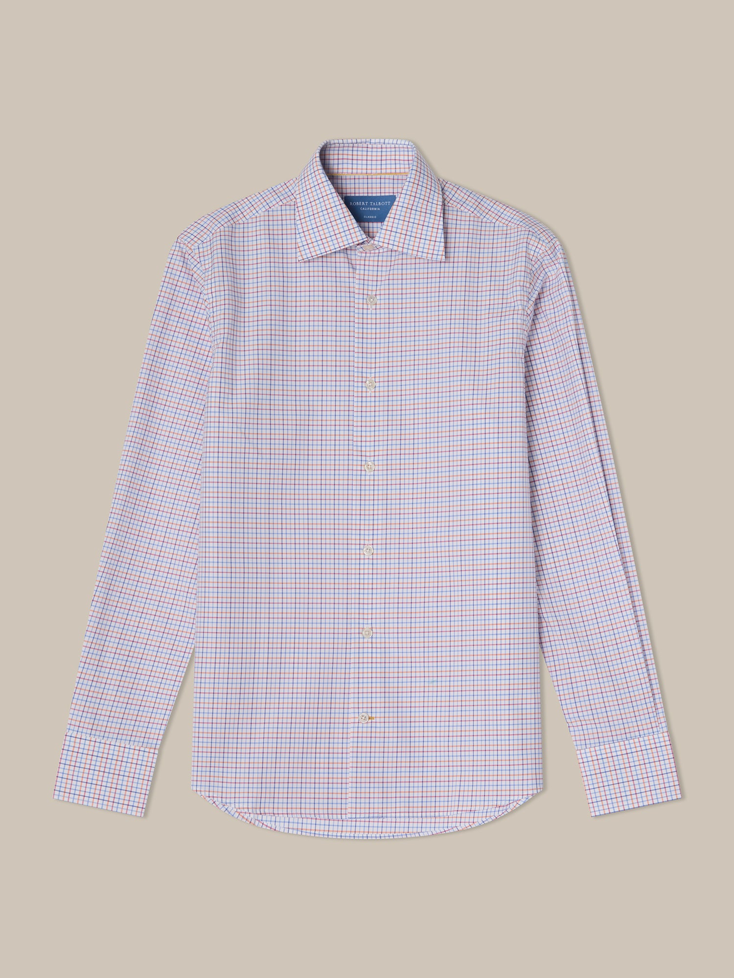 Robert Talbott Madison camicia popeline quadri arancione