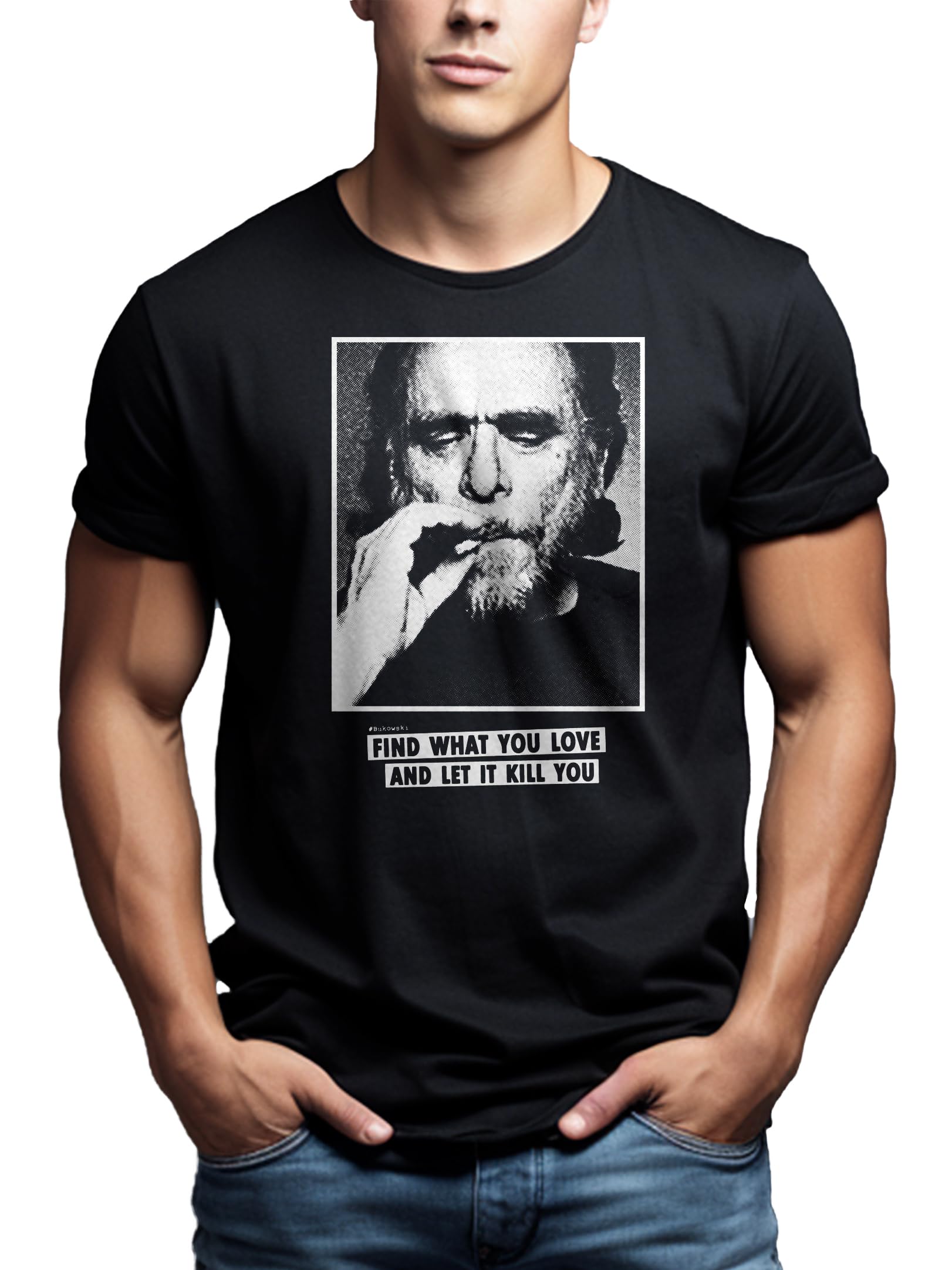 MAKAYA T-Shirt Uomo Bukowski maglietta S-5XL cotone