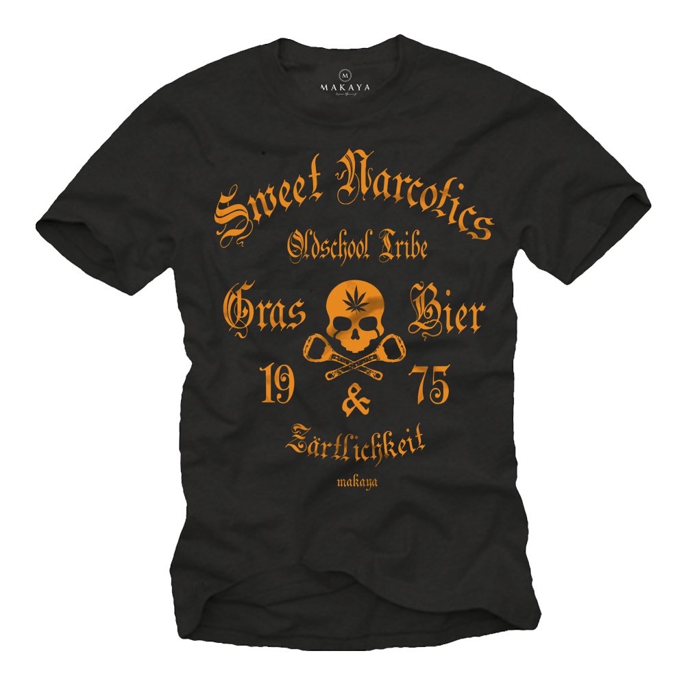 MAKAYA Sweet Narcotics T-Shirt Uomo Nera XL Cotone