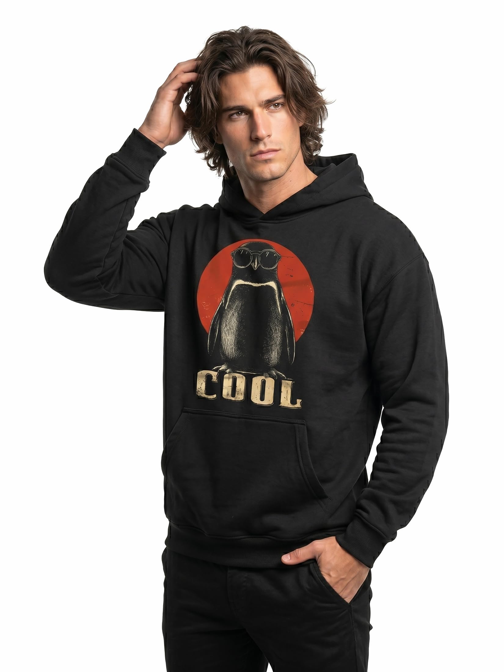 MAKAYA Pinguino Cool felpa con cappuccio uomo S cotone