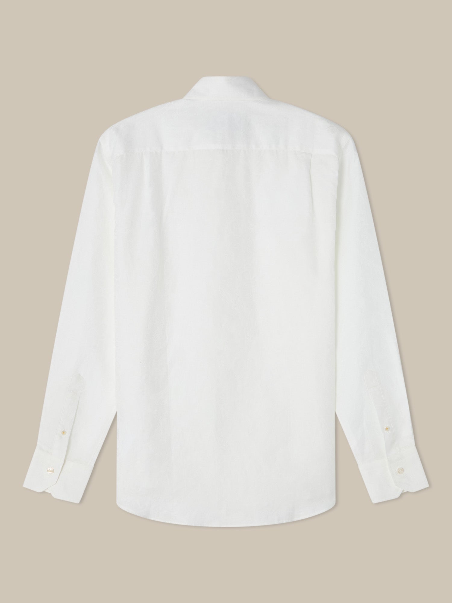 Robert Talbott Reynolds Paisley camicia uomo cotone lino bianca