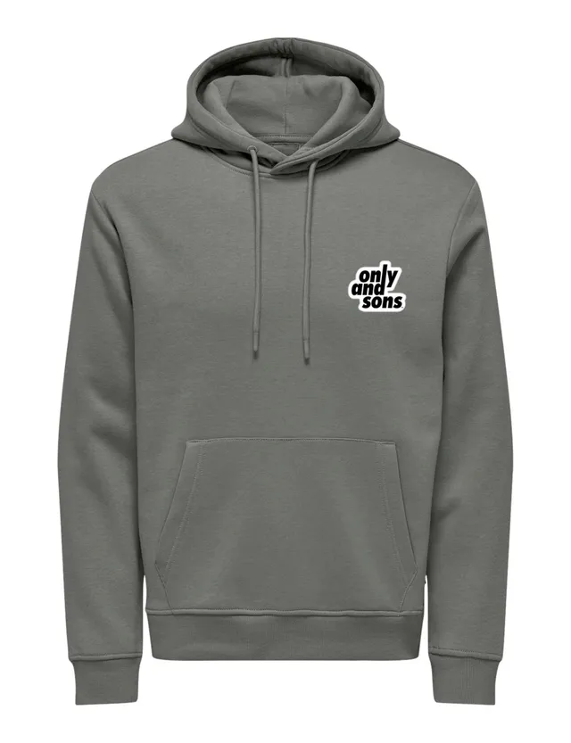ONLY & SONS Onsflower Felpa Cappuccio M Grigio Cotone