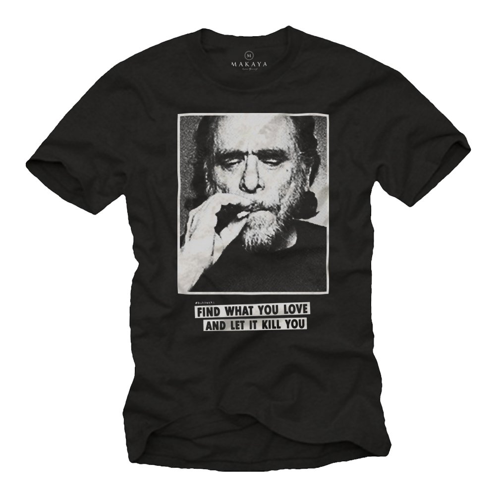MAKAYA T-Shirt Uomo Bukowski maglietta S-5XL cotone