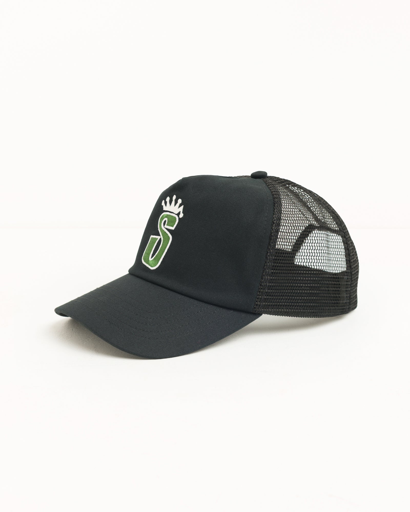 Stussy S Crown Trucker cappello cotone Black