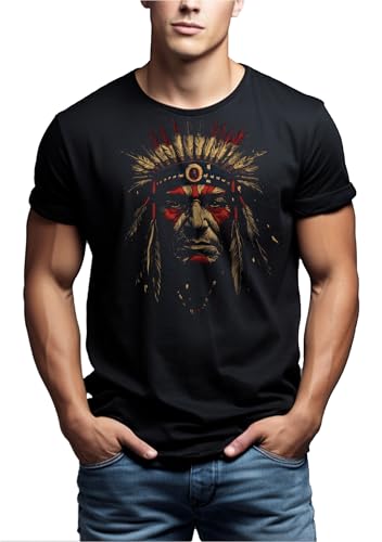 Makaya T-Shirt Uomo L Motivo Indiani Guerriero Cotone