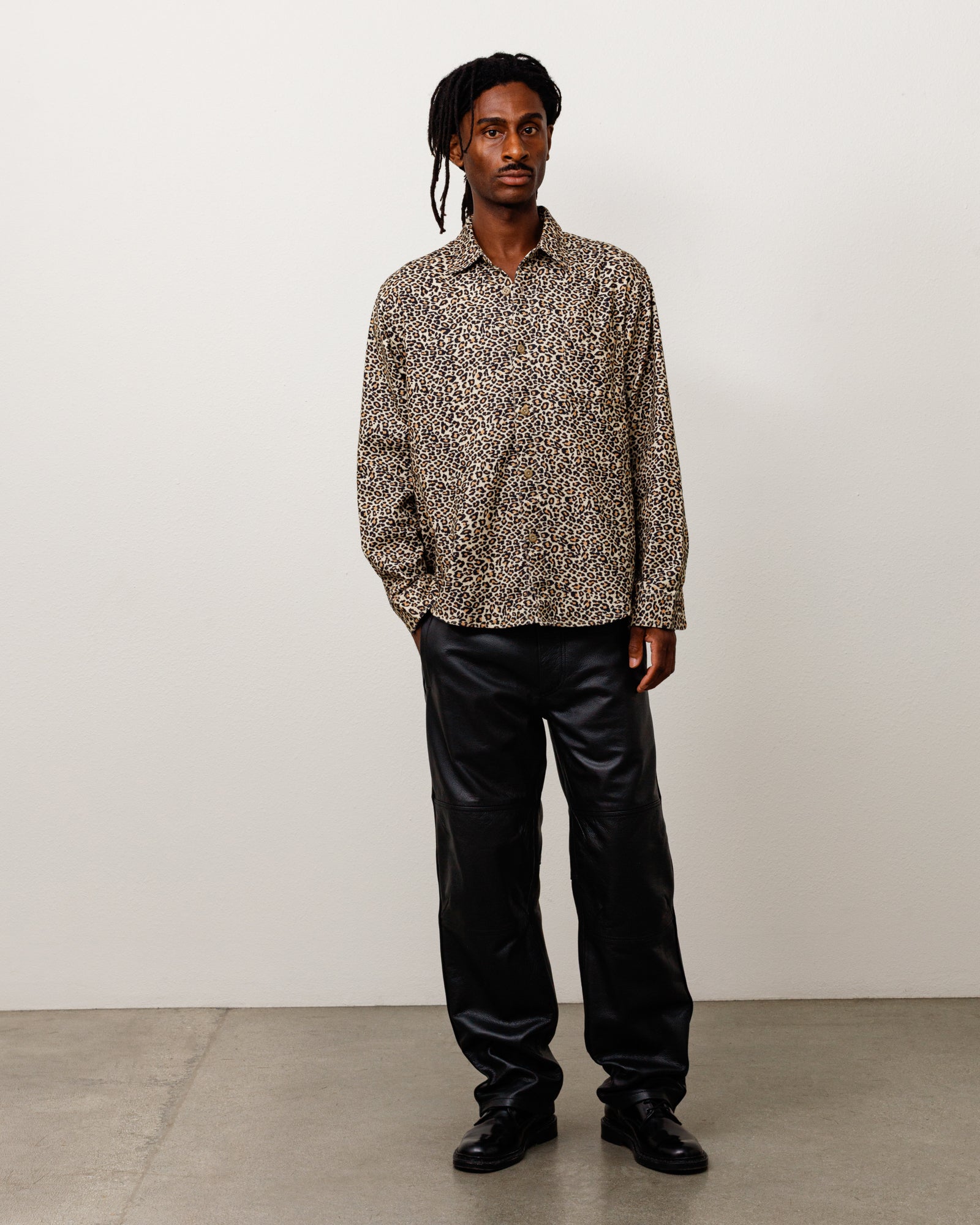 Stussy Animal Print Flannel Shirt camicia leopard 100% cotone