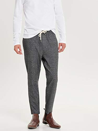 ONLY & SONS Pantaloni Uomo a Quadri Loose Fit Coulisse